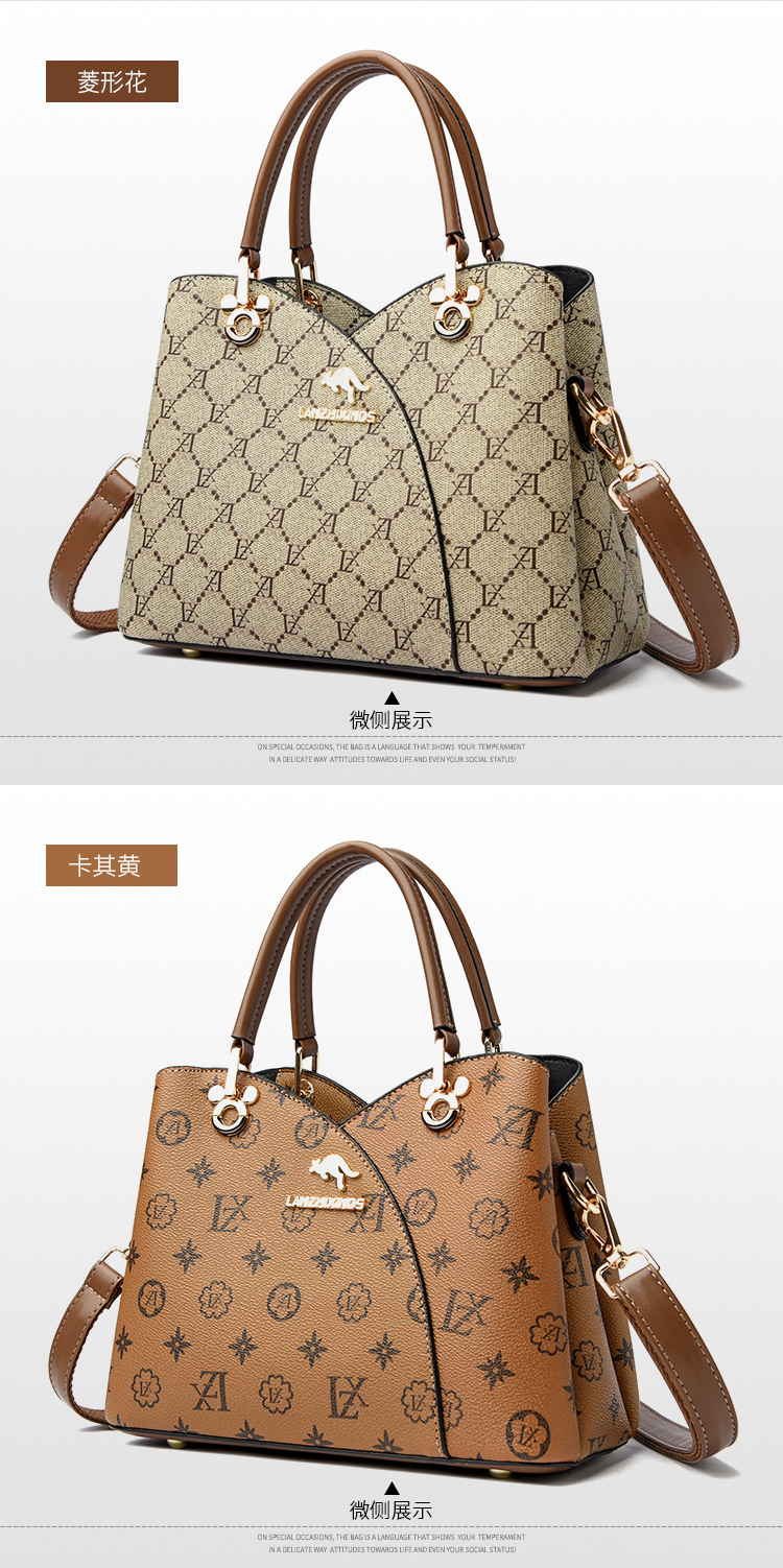 Xin Kangaroo Soft Leather Bag 2023 New Style Atmospheric Mother Handbag Fashionable Middle-aged Crossbody Shoulder Bag - Image 31