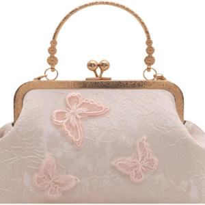 Clutch Bags for Women, Elegant Embroidery Butterfly Floral Evening Black Handbag, Vintage Cross Body Bag, Top Handle Bag for Bridal Wedding Party Prom